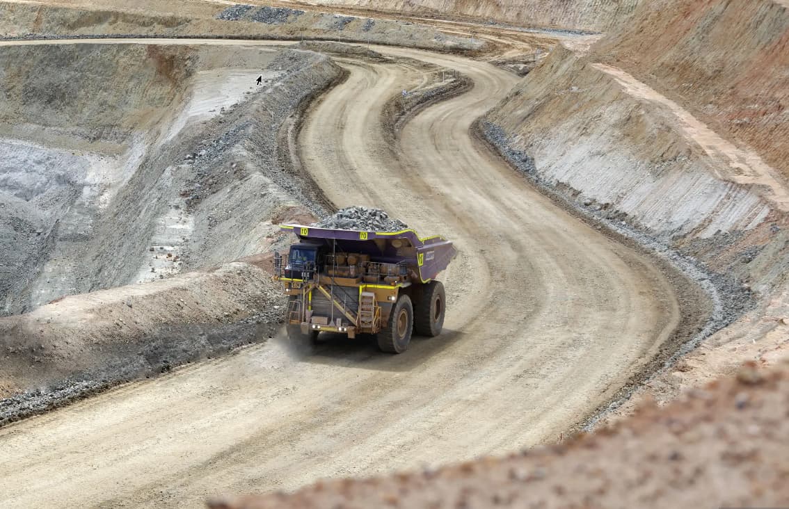 Heavy machinery equipment - mining truck in operation